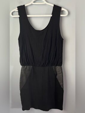 MM Couture By Miss Me Black Sleeveless Faux Leather Panel Mini Dress Size S